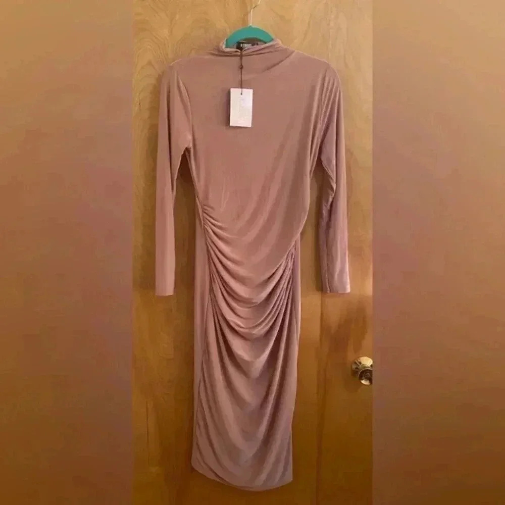 Missguided Maternity Dress Slinky Midi Blush Size 4 NWT